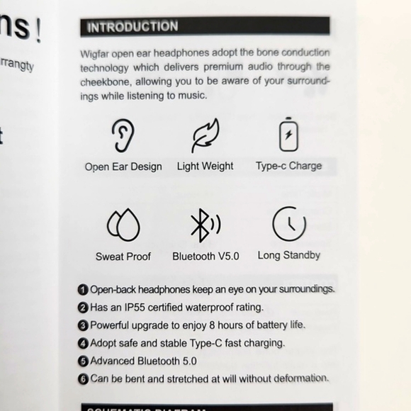 WIGFAR Bone Conduction Bluetooth Headphones in Original Retail Box w/accessories - Picture 12 of 15